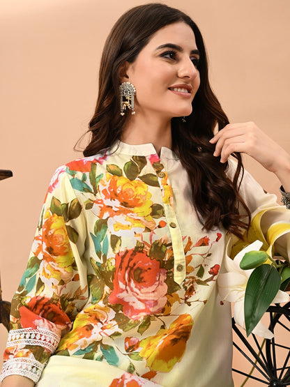 Floral Coord Set with Crochet Lacework