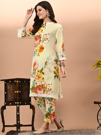 Floral Coord Set with Crochet Lacework