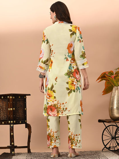 Floral Coord Set with Crochet Lacework