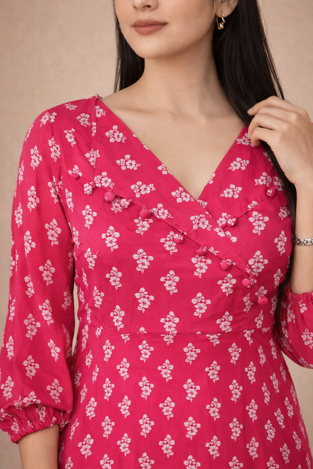 Crimson Red Muslin Silk A-line Two Piece Kurta set with Back Tie