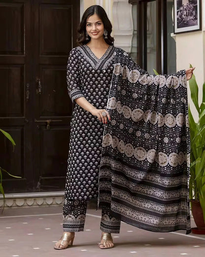 Ajrakh Print Designer Cotton Salwar Suit (Plus Size)