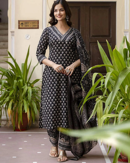 Ajrakh Print Designer Cotton Salwar Suit (Plus Size)
