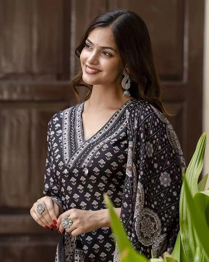 Ajrakh Print Designer Cotton Salwar Suit (Plus Size)