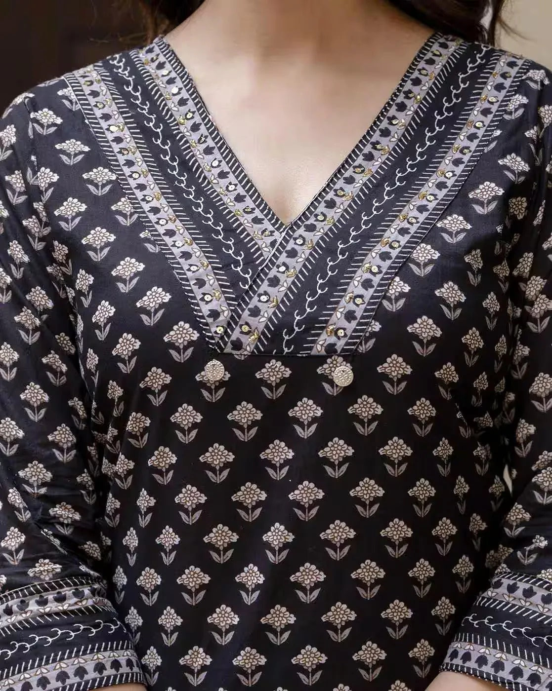 Ajrakh Print Designer Cotton Salwar Suit (Plus Size)