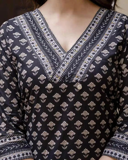 Ajrakh Print Designer Cotton Salwar Suit (Plus Size)