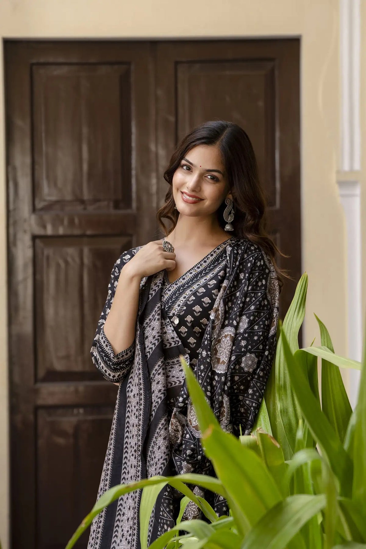 Ajrakh Print Designer Cotton Salwar Suit (Plus Size)