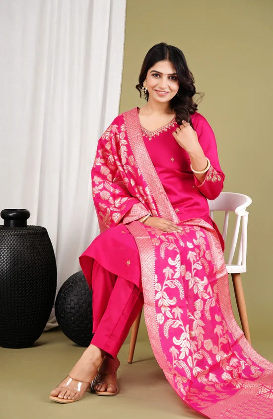 Festive Roman Silk Banarasi Salwar Suit
