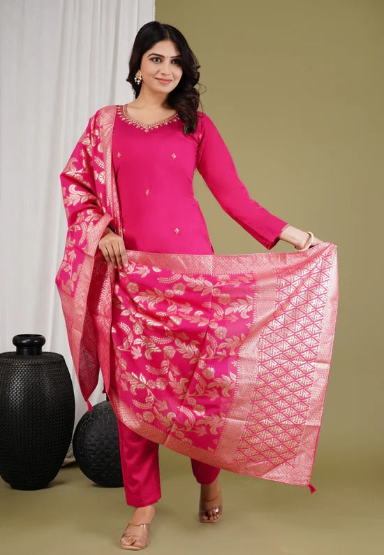 Festive Roman Silk Banarasi Salwar Suit