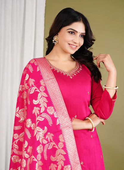 Festive Roman Silk Banarasi Salwar Suit