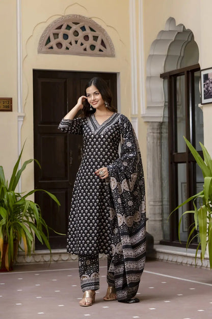 Ajrakh Print Designer Cotton Salwar Suit (Plus Size)