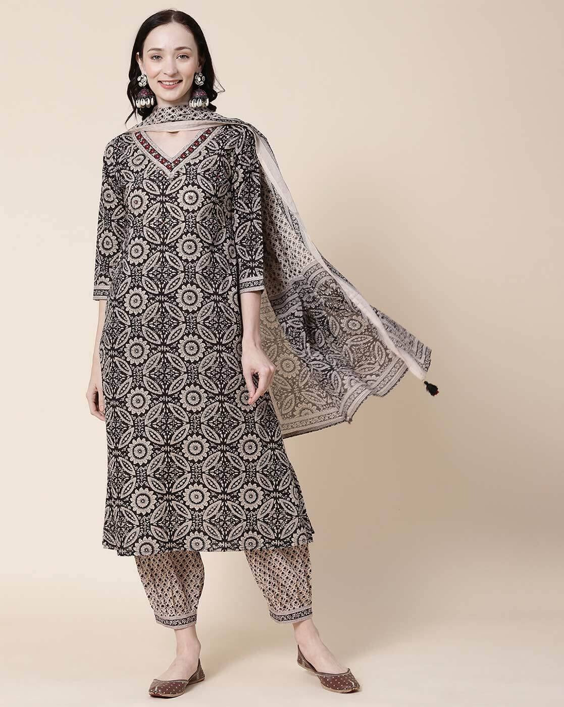 Ajrakh Print Cotton Afghani Pants Kurta Set