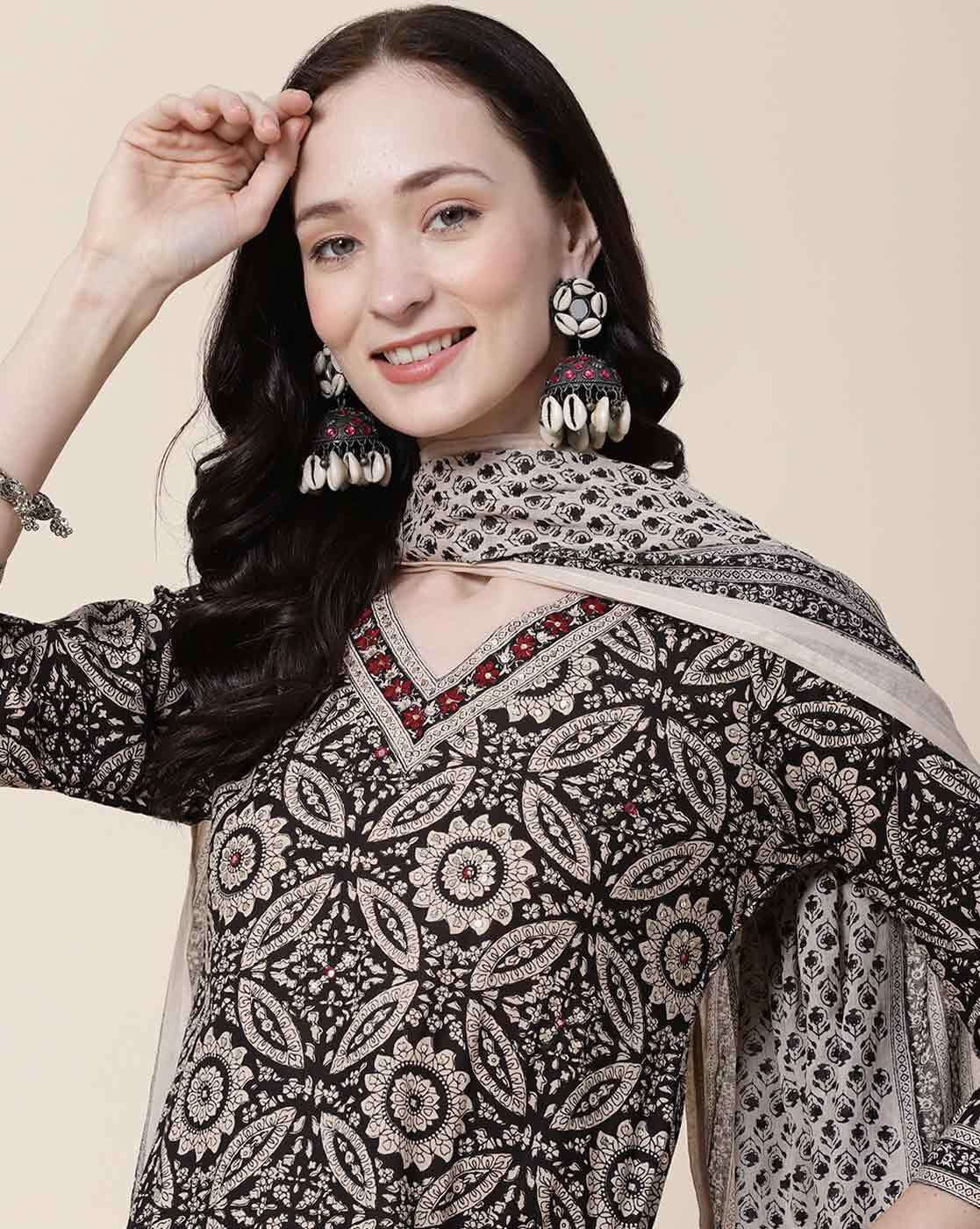 Ajrakh Print Cotton Afghani Pants Kurta Set