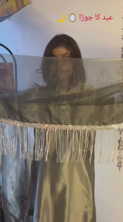 Marble Grey Crepe Silk Three Piece Farshi Salwar Suit