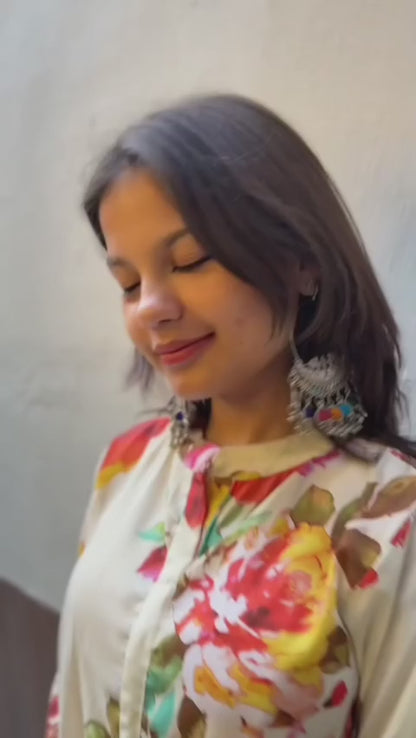 Floral Coord Set with Crochet Lacework