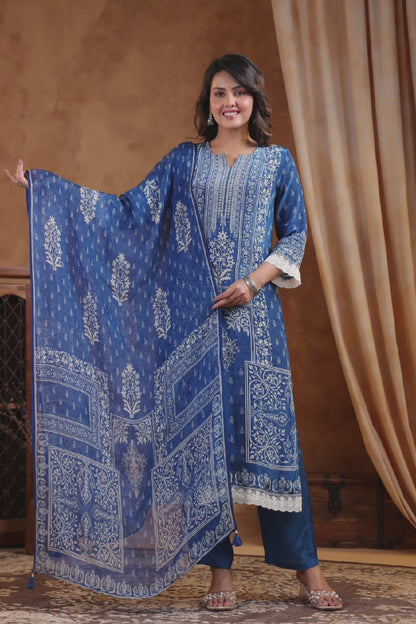 Pure Muslin crepe Three Piece Pakistani Style Suit