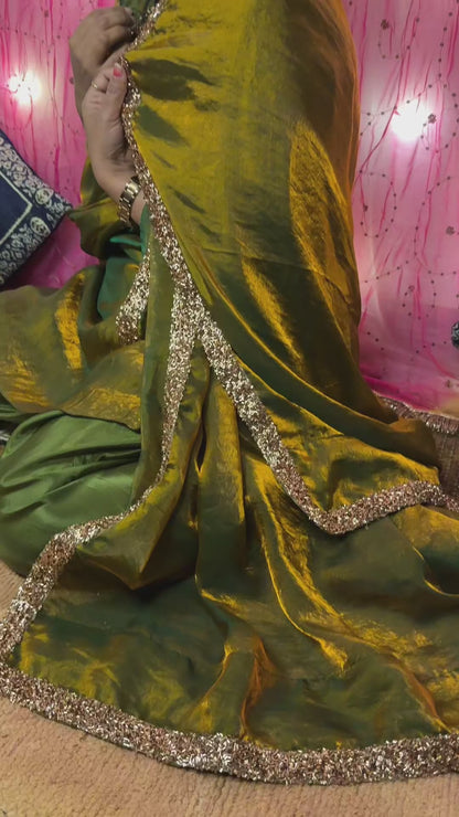 Glass Silk Forest Green Double-shaded Salwar Suit