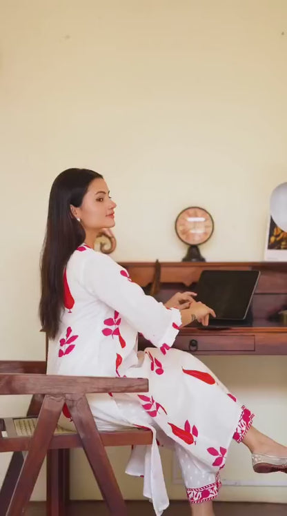 Mughal Boota Block Print Kurta Set with Pintex Detailing