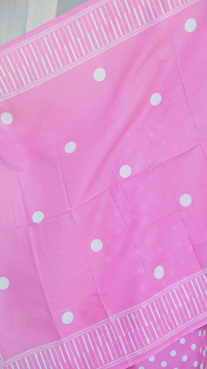 Polka Dot Print Mul Cotton Flared Salwar Suit